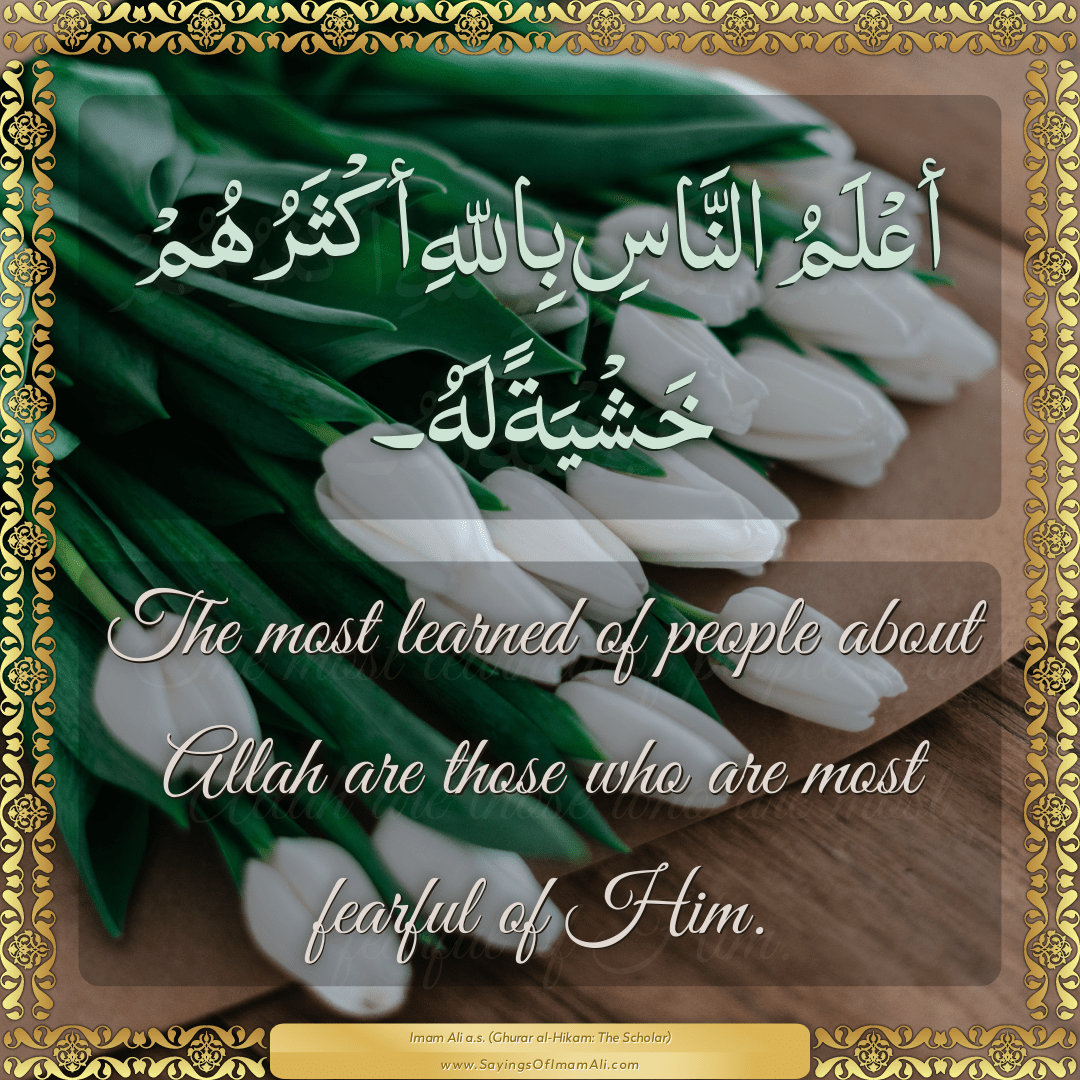 The most learned of people about Allah are those who are most fearful of...